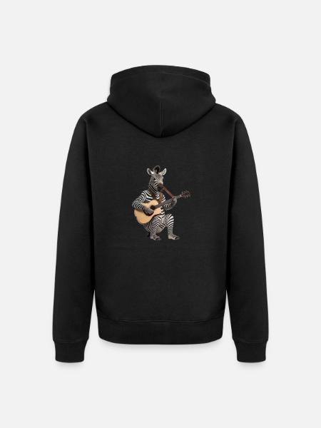 Zebra Guitar Pferd - Unisex Premium Bio Zip Hoodie - Schwarz