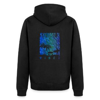 Summer Illustration Summer Floral Art Flower Sea - Unisex Premium Organic Zip Hoodie - black - Back - Nico (187cm)