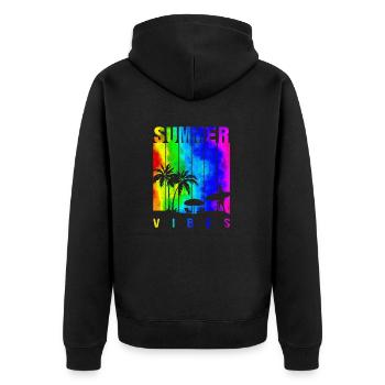 Sommer Illustration Sommer Blumenkunst Blume Meer - Unisex Premium Bio Zip Hoodie - Schwarz - Hinten - Nico (187cm)