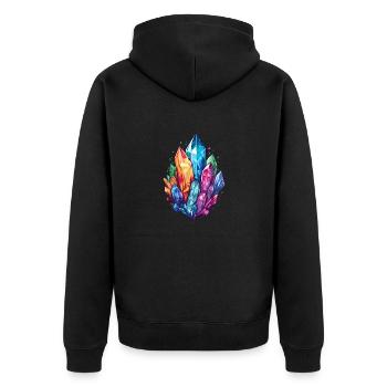 Bunter Kristal, Kunst ausgefallen, für fantasy - Unisex Premium Bio Zip Hoodie - Schwarz - Hinten - Nico (187cm)
