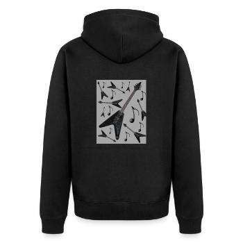 Gitarren Shirt - Unisex Premium Bio Zip Hoodie - Schwarz - Hinten - Nico (187cm)