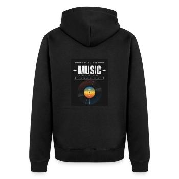 Liebe zur Musik Schallplatten - Unisex Premium Bio Zip Hoodie - Schwarz - Hinten - Nico (187cm)