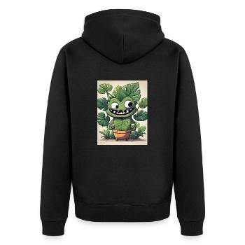 Monastera Blumentopf Buddy - Unisex Premium Bio Zip Hoodie - Schwarz - Hinten - Nico (187cm)