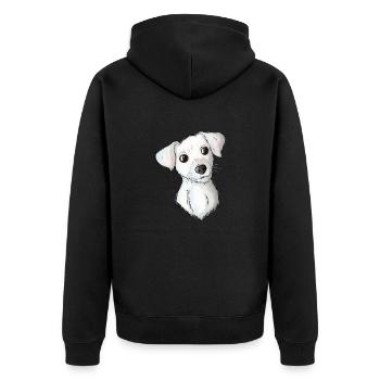 Jack Russell Pattern 2 - Unisex Premium Bio Zip Hoodie - Schwarz - Hinten - Nico (187cm)