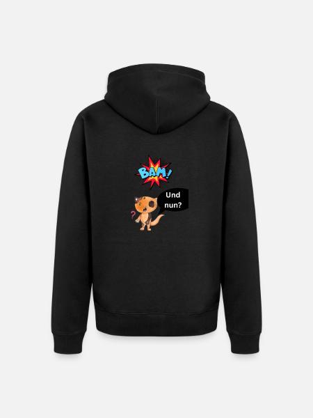 Bäm und nun? - Unisex Premium Bio Zip Hoodie - Schwarz