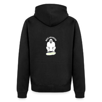 Reichshofer Silberrücken weiß - Unisex Premium Bio Zip Hoodie - Schwarz - Hinten - Nico (187cm)
