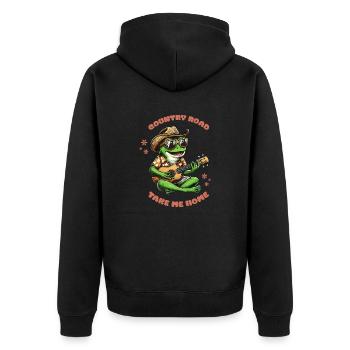 Country Road Take Me Home - Unisex Premium Organic Zip Hoodie - black - Back - Nico (187cm)