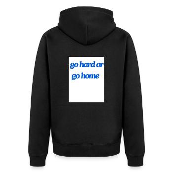 go hard or go home - Unisex Premium Bio Zip Hoodie - Schwarz - Hinten - Nico (187cm)