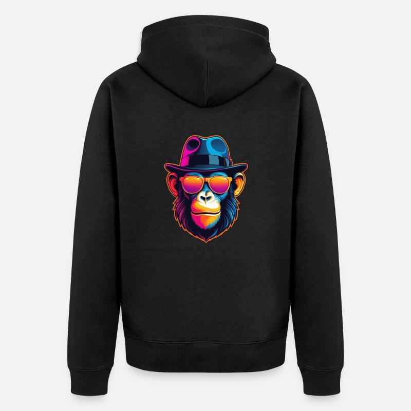 Neon-Affe - Unisex Premium Bio Zip Hoodie - Schwarz
