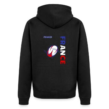 france rugby design,rugby france ,france - Veste à capuche bio Premium Unisexe - noir - Dos - Nico (187cm)