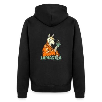 lamastea - Unisex Premium Organic Zip Hoodie - black - Back - Nico (187cm)