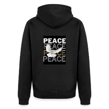 PeaceZeichen Friedenstaube - Unisex Premium Bio Zip Hoodie - Schwarz - Hinten - Nico (187cm)