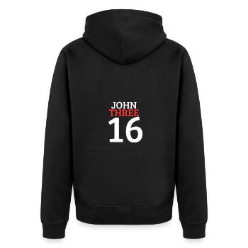 Black Typography SuccessEmpowering Quote T Shirt - Unisex Premium Bio Zip Hoodie - Schwarz - Hinten - Nico (187cm)