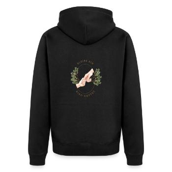 Bleibe ein Kind Gottes - Unisex Premium Bio Zip Hoodie - Schwarz - Hinten - Nico (187cm)
