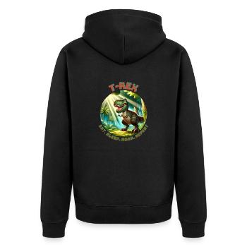 T Rex9 - Unisex Premium Organic Zip Hoodie - black - Back - Nico (187cm)