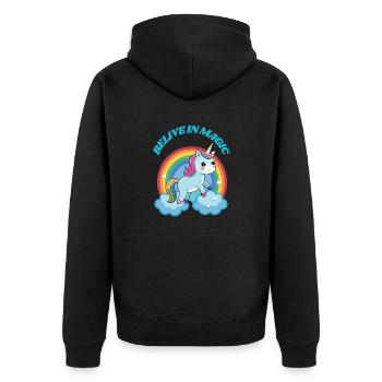 Belive in Magic - Unisex Premium Bio Zip Hoodie - Schwarz - Hinten - Nico (187cm)