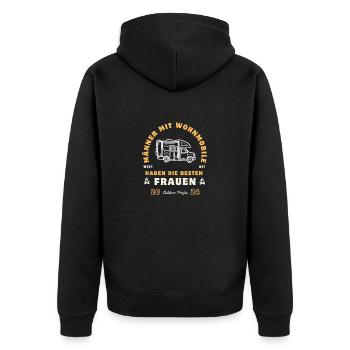 Männer mit Wohnmobile haben die schönsten Frauen! - Unisex Premium Bio Zip Hoodie - Schwarz - Hinten - Nico (187cm)