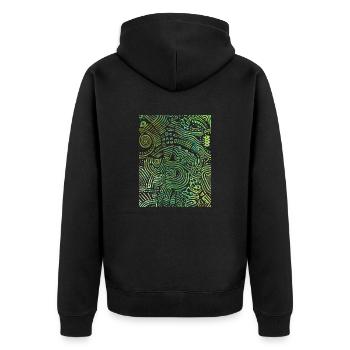 Urbane Grafik - Unisex Premium Bio Zip Hoodie - Schwarz - Hinten - Nico (187cm)