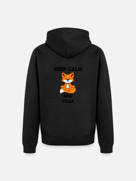 Yoga Fox Keep Calm - Unisex Premium Organic Zip Hoodie - black