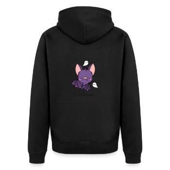 Süse Halloween Fledermaus - Unisex Premium Bio Zip Hoodie - Schwarz - Hinten - Nico (187cm)