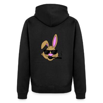 hase joint - Unisex Premium Bio Zip Hoodie - Schwarz - Hinten - Nico (187cm)