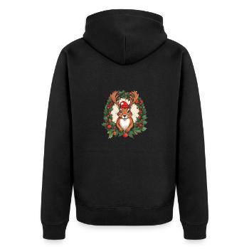Festive Squirrel - Unisex Premium Bio Zip Hoodie - Schwarz - Hinten - Nico (187cm)