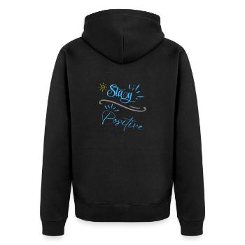 « Restez positif » - Veste à capuche bio Premium Unisexe - noir - Dos - Nico (187cm)