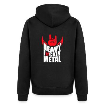 Heavy F#ckin' Metal Hard Rock Music Text Fun Quote - Unisex Premium Organic Zip Hoodie - black - Back - Nico (187cm)