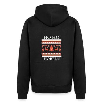 HO HO Hobeln Ugly Christmas Weihnachten Häßlicher - Unisex Premium Bio Zip Hoodie - Schwarz - Hinten - Nico (187cm)