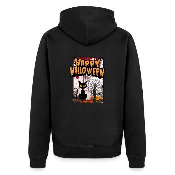 Happy Halloweenn - Unisex Premium Bio Zip Hoodie - Schwarz - Hinten - Nico (187cm)