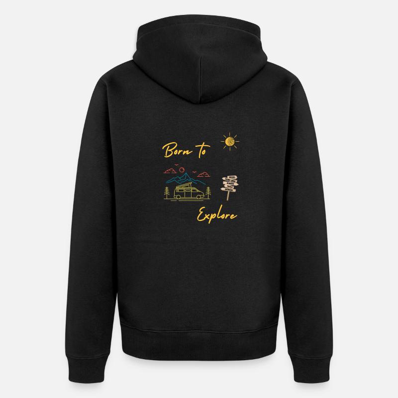 born to explore - Veste à capuche bio Premium Unisexe - noir