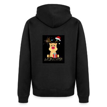Weihnachten Rentier - Unisex Premium Bio Zip Hoodie - Schwarz - Hinten - Nico (187cm)