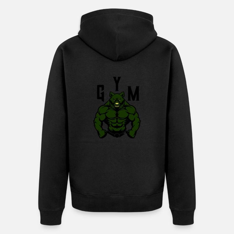 Bear Comic Gym Beast - Unisex Premium Organic Zip Hoodie - black