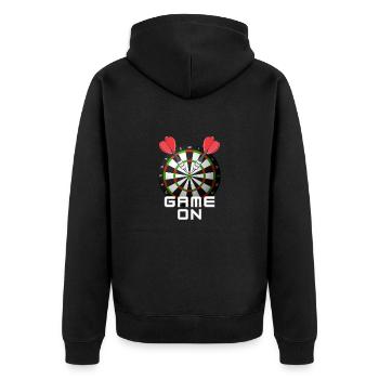 Game On - Darts WM - Unisex Premium Bio Zip Hoodie - Schwarz - Hinten - Nico (187cm)