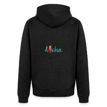 Aloha Vibes – Hawaii Edition - Unisex Premium Bio Zip Hoodie - Schwarz - Hinten - Nico (187cm)