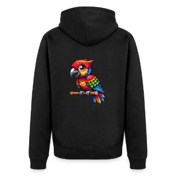 Papagei - Unisex Premium Bio Zip Hoodie - Schwarz - Hinten - Nico (187cm)
