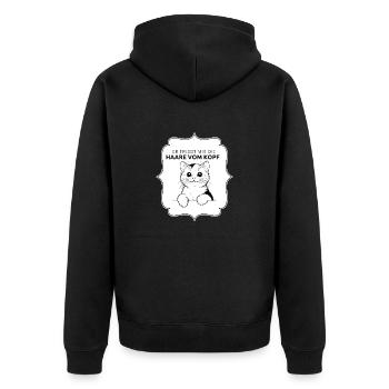 Katze Schneugger - Unisex Premium Bio Zip Hoodie - Schwarz - Hinten - Nico (187cm)