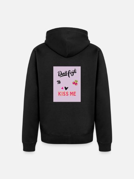 Kiss Me Cute BAG - Unisex Premium Organic Zip Hoodie - black