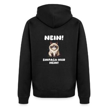 Nein einfach nur Nein, Geschenk Katzenliebhaber - Unisex Premium Bio Zip Hoodie - Schwarz - Hinten - Nico (187cm)