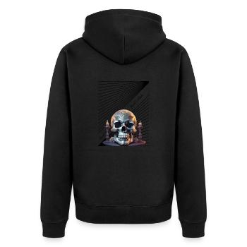 Hand Made Skull Ahead - Unisex Premium Organic Zip Hoodie - black - Back - Nico (187cm)