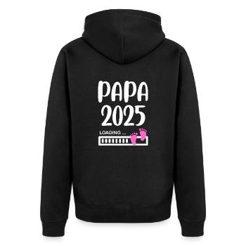 Papa 2025 idée annonce grossesse fille - Veste à capuche bio Premium Unisexe - noir - Dos - Nico (187cm)