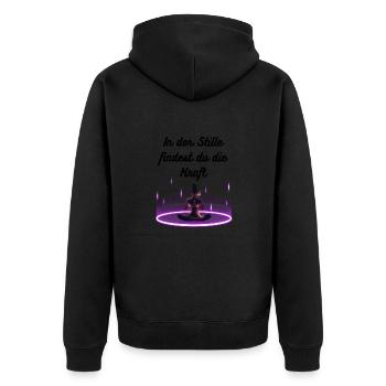 In der Stille findest du die Kraft - Unisex Premium Bio Zip Hoodie - Schwarz - Hinten - Nico (187cm)