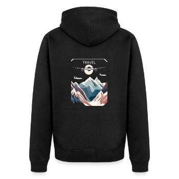 Reisen - Unisex Premium Bio Zip Hoodie - Schwarz - Hinten - Nico (187cm)