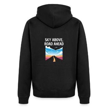 ROAD TRIP DESIGN - Unisex Premium Organic Zip Hoodie - black - Back - Nico (187cm)