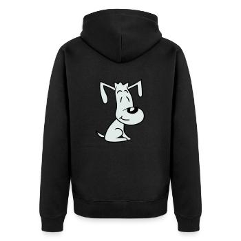 chien assis mignon petit chiot heureux animal de compagnie - Veste à capuche bio Premium Unisexe - noir - Dos - Nico (187cm)