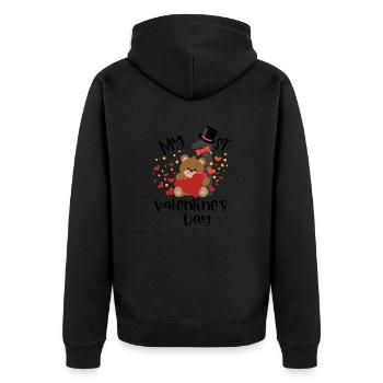 xoxo love you amore Blumen Frauen Valentinstag 14 - Unisex Premium Bio Zip Hoodie - Schwarz - Hinten - Nico (187cm)