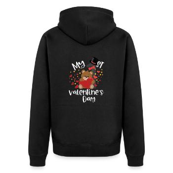 xoxo love you amore Blumen Frauen Valentinstag 14 - Unisex Premium Bio Zip Hoodie - Schwarz - Hinten - Nico (187cm)