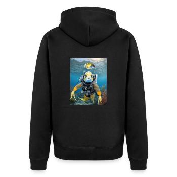 Poisson en combinaison de plongée 3 - Veste à capuche bio Premium Unisexe - noir - Dos - Nico (187cm)