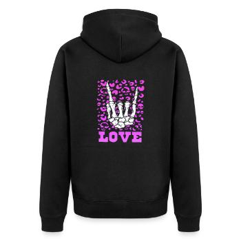 xoxo love you amore Blumen Frauen Valentinstag 14 - Unisex Premium Bio Zip Hoodie - Schwarz - Hinten - Nico (187cm)