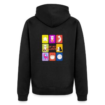 Pfoten und Herzen: niedliche Tiere zum Valentinstag - Unisex Premium Bio Zip Hoodie - Schwarz - Hinten - Nico (187cm)